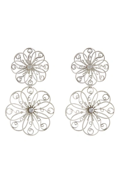 Tasha Filigree Flower Drop Earrings In Silver