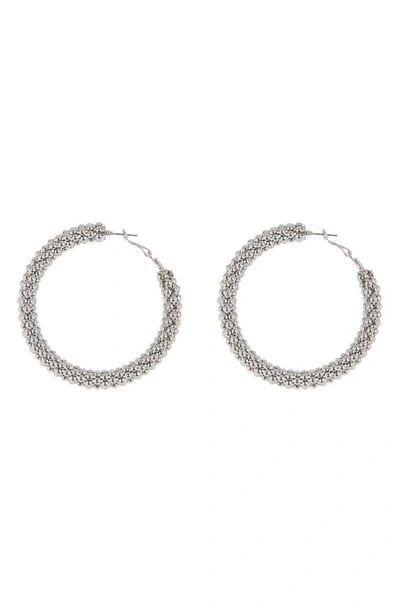 Tasha Textured Hoop Earrings In Silver