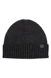 Bruno Magli Marled Ribbed Cuff Cashmere Beanie In Black/charcoal