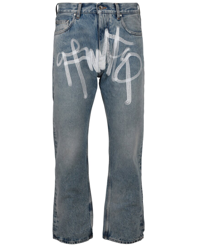 Off-white Graffiti Skate Fit Jean In Blue
