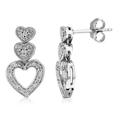 Vir Jewels 1/16 Cttw 12 Stones Round Lab Grown Diamond Dangle Earrings .925 Sterling Silver Prong Set, 3/4 Inch