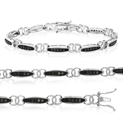 Vir Jewels 1 Ct Black Diamond Bracelet In Sterling Silver