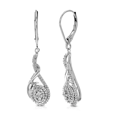 Vir Jewels 1/20 Cttw 4 Stones Round Lab Grown Diamond Dangle Earrings .925 Sterling Silver Prong Set, 2/5 Inch