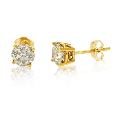 Vir Jewels 1/2 Cttw Champagne Diamond Stud Earrings 14k Yellow Gold Round With Push Backs