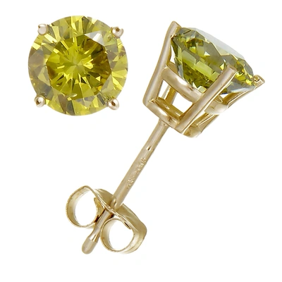 Vir Jewels 1.50 Cttw Yellow Diamond Stud Earrings 14k Yellow Gold Round With Push Backs