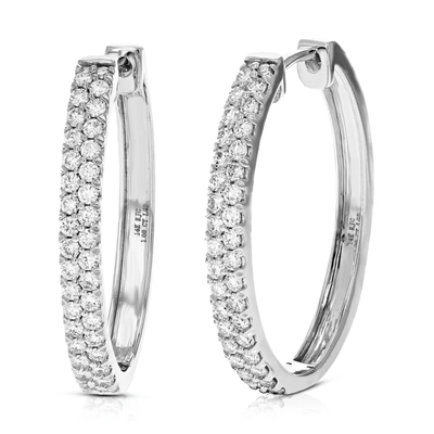 Vir Jewels 1 Cttw Diamond Hoop Earrings For Women, Round Lab Grown Diamond Earrings In 14k White Gold, Prong Se