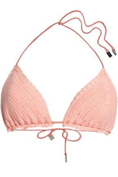 Zimmermann Woman Crocheted Cotton Triangle Bikini Top Baby Pink