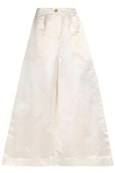 Tome Woman Silk-satin Wide-leg Pants Ivory