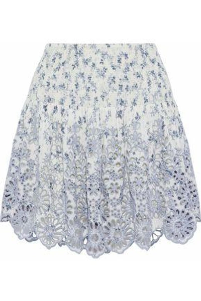Ganni Woman Emile Printed Broderie Anglaise Mini Skirt Off-white
