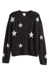 Caslon Scattered Star Sweater In Black- Silver Scattered Stars