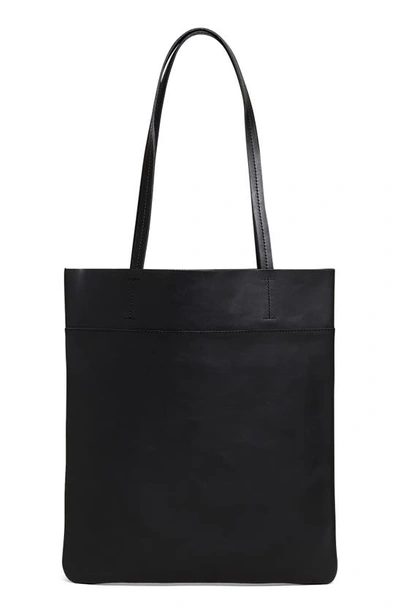 Madewell The Magazine Leather Tote Bag In True Black