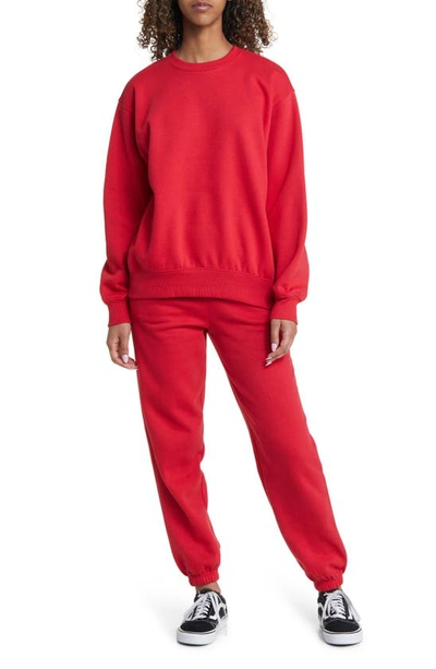 Bp. Oversize Crewneck Sweatshirt In Red Salsa
