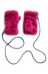 Ugg Faux Fur Fingerless Mittens In Solferino Pink