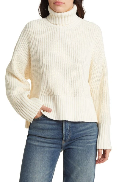 Madewell Wide Rib Turtleneck Sweater In Antique Cream