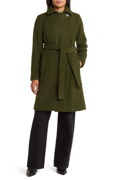 Michael Kors Belted Wool Blend Coat In Jade