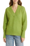 Nordstrom Balloon Sleeve Sweater In Olive Epsom Heather