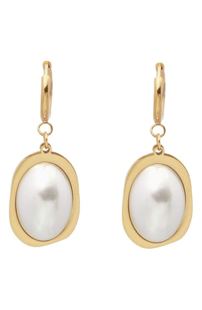 Petit Moments Diana Imitation Pearl Drop Earrings In Gold