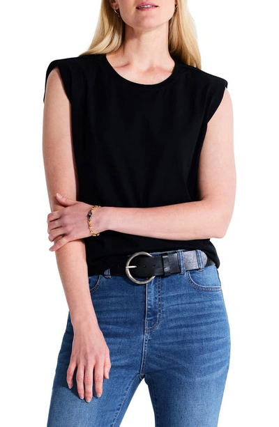 Nzt By Nic+zoe Power Shoulder Tank Top In Black Onyx