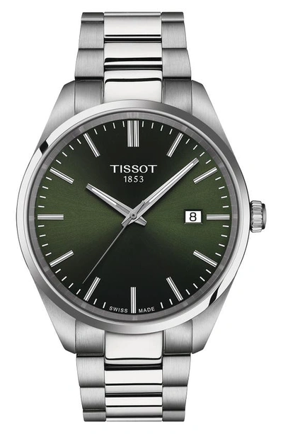 Tissot Men's Swiss Pr 100 Stainless Steel Bracelet Watch 40mm In Green/silver