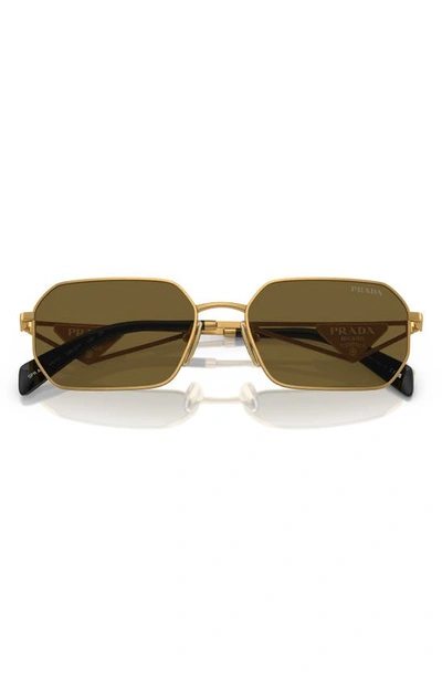 Prada 58mm Irregular Sunglasses In Matte Gold