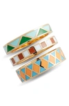 Roxanne Assoulin The Three-ring Circus Set Of 3 Stacking Rings In Green/ Orange Multi