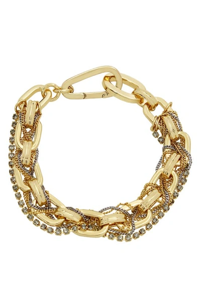 Allsaints Braided Chain Bracelet In Gold/black
