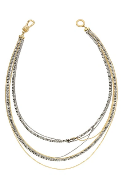 Allsaints Two-tone Layered Chain Necklace In Rhodium/ Gold