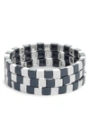 Roxanne Assoulin Set Of 3 Check It Out Bracelets In Silver/ Grey