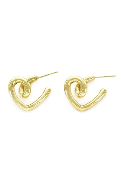 Panacea Twisted Heart Hoop Earrings In Gold