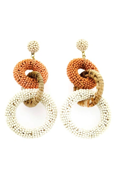 Panacea Beaded Link Earrings In Ivory