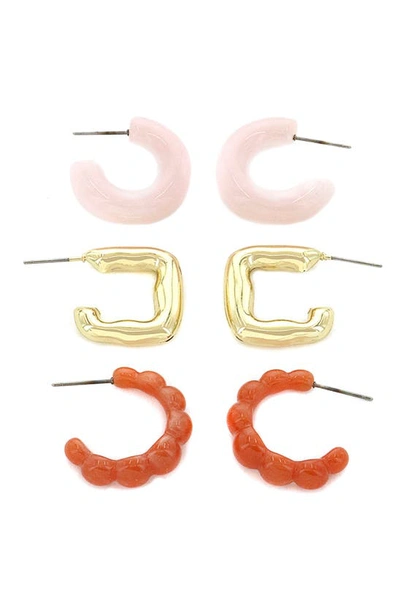 Panacea Assorted 3-pack Hoop Earrings In Pink