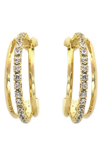 Panacea Crystal Triple Hoop Earrings In Gold