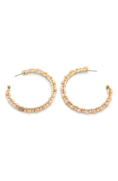 Panacea Crystal Bead Hoop Earrings In Gold