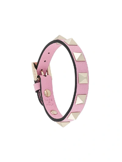 Valentino Garavani Garavani Rockstud Small Leather Bracelet In Pink