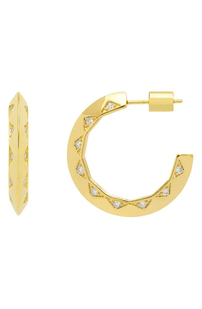 Estella Bartlett Quilted Cubic Zirconia Hoop Earrings In Gold
