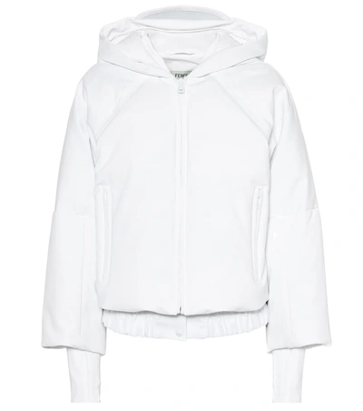 Fendi Hooded Cropped-sleeve Down Ski Jacket In White