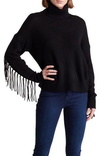360cashmere Hudson Fringed Wool & Cashmere Turtleneck Sweater In Black