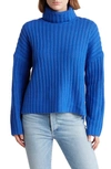360cashmere Angelica Wool & Cashmere Ribbed Turtleneck Sweater In Cobalt