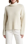 360cashmere Angelica Wool & Cashmere Ribbed Turtleneck Sweater In Antique White