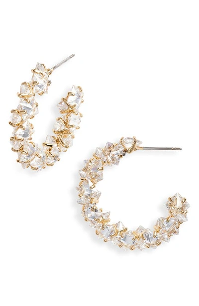 Nordstrom Staggered Cubic Zirconia Pyramid Hoop Earrings In Clear- Gold