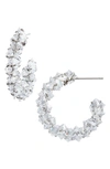 Nordstrom Staggered Cubic Zirconia Pyramid Hoop Earrings In Clear- Rhodium