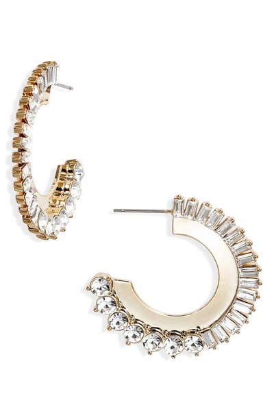 Nordstrom Crystal Edge Hoop Earrings In Clear- Gold