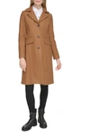 Karl Lagerfeld Tailored Pickstitch Wool Blend Coat In Camel