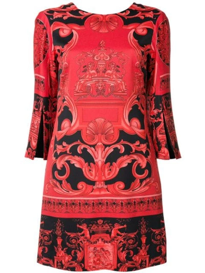 Versace Scarf-printed Dress In Red