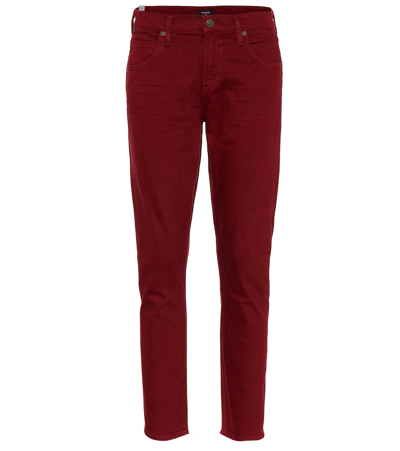 Citizens Of Humanity Elsa Mid-rise Cropped Slim Jeans In Red