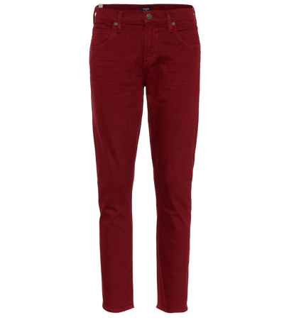 Citizen Of Humanity Elsa Mid-rise Cropped Slim Jeans In Red