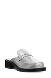 Stuart Weitzman Palmer Bold Loafer Mule In Silver Mestizo
