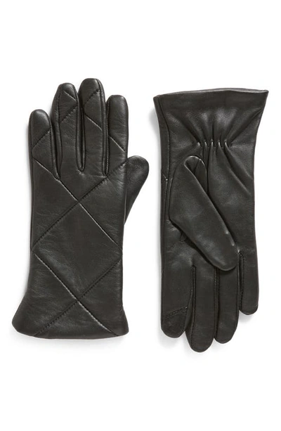 Cole Haan Quilted Leather Gloves In Black