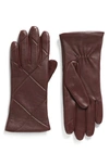 Cole Haan Quilted Leather Gloves In Pinot