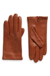 Cole Haan Silk Lined Leather Gloves In British Tan